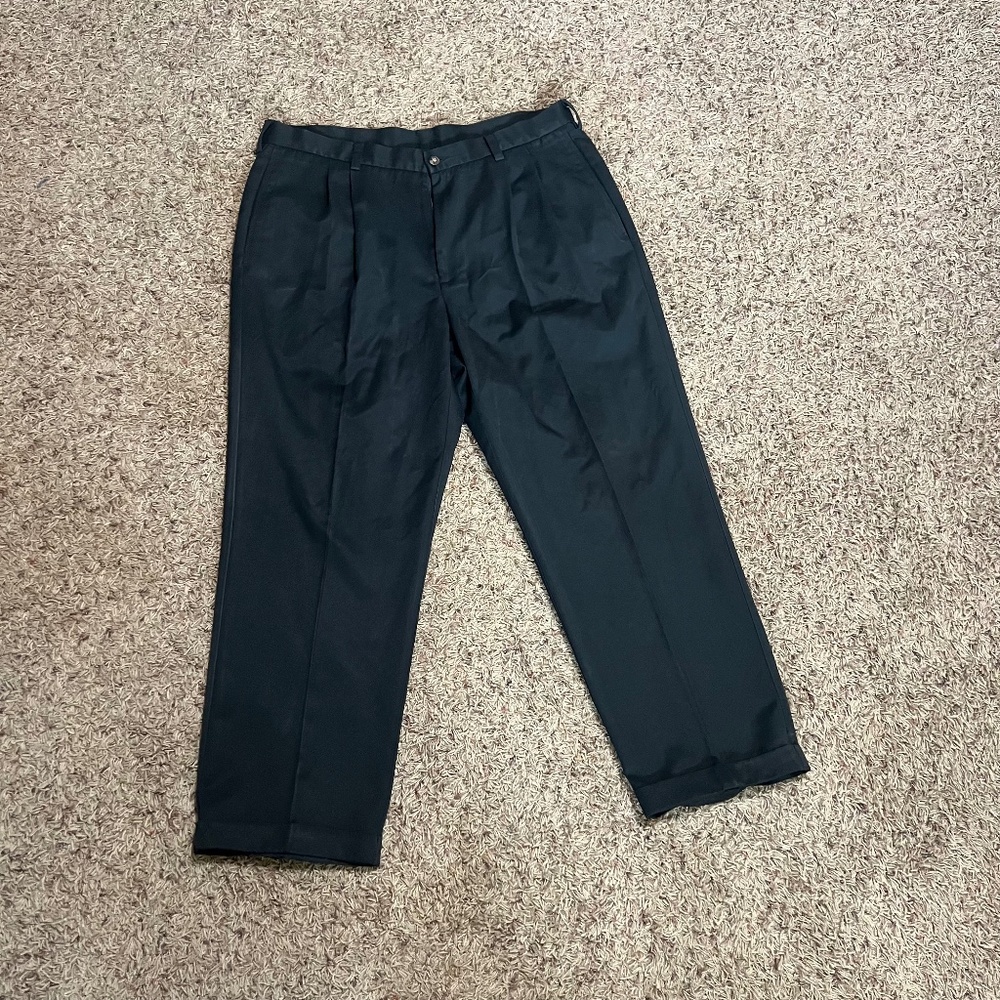 Haggar Cool 18 Black Dress Pants 36x29 Classic Fit Performance Slacks